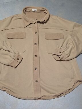 Pol by Beige Button-Front Casual Shirt Jacket